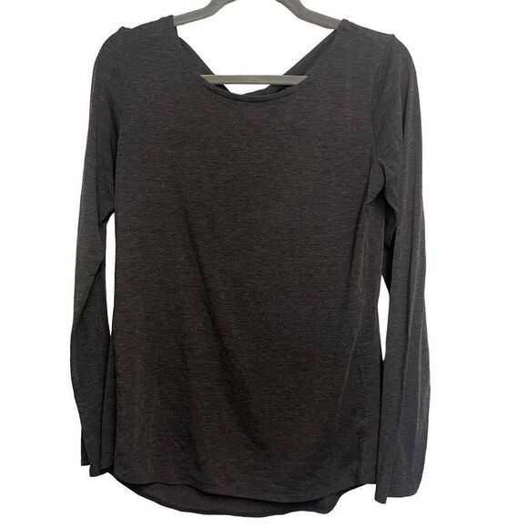 Athleta Gray Open Back Long Sleeve Shirt Size Small - Picture 2 of 3